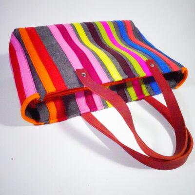 Handtasche (kleine Shopper) Anthrazit mit Bunt