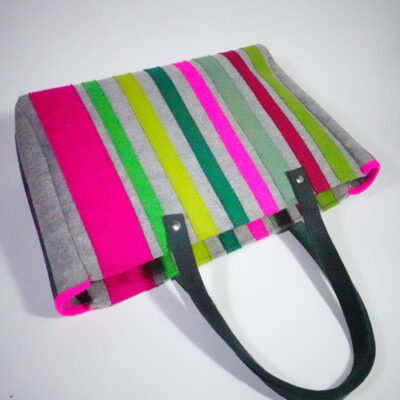 Handtasche (kleine Shopper) Steingrau mit Bunt