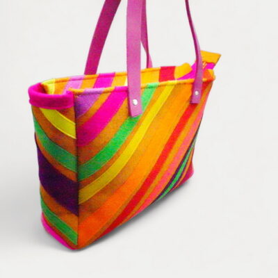 Shopperle (Tote Bag): Orange mit diagonalen BUNT