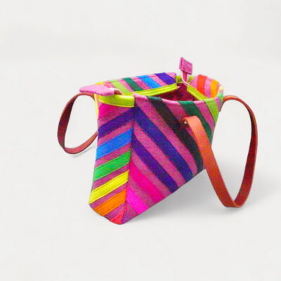 Shopperle (Tote Bag): Pink mit diagonalen Regenbogen