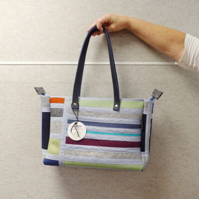 Shopperle (Tote Bag): Unikat Jeanssstreifig