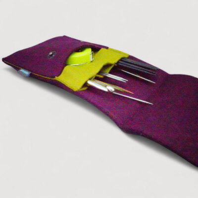 Knitting needle case "Aubergine & Mustard"