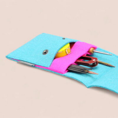 Stricknadel-Etui "Türkis & shocking Pink"