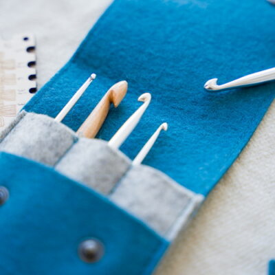 Crochet hook case "Petrol & Pebble"